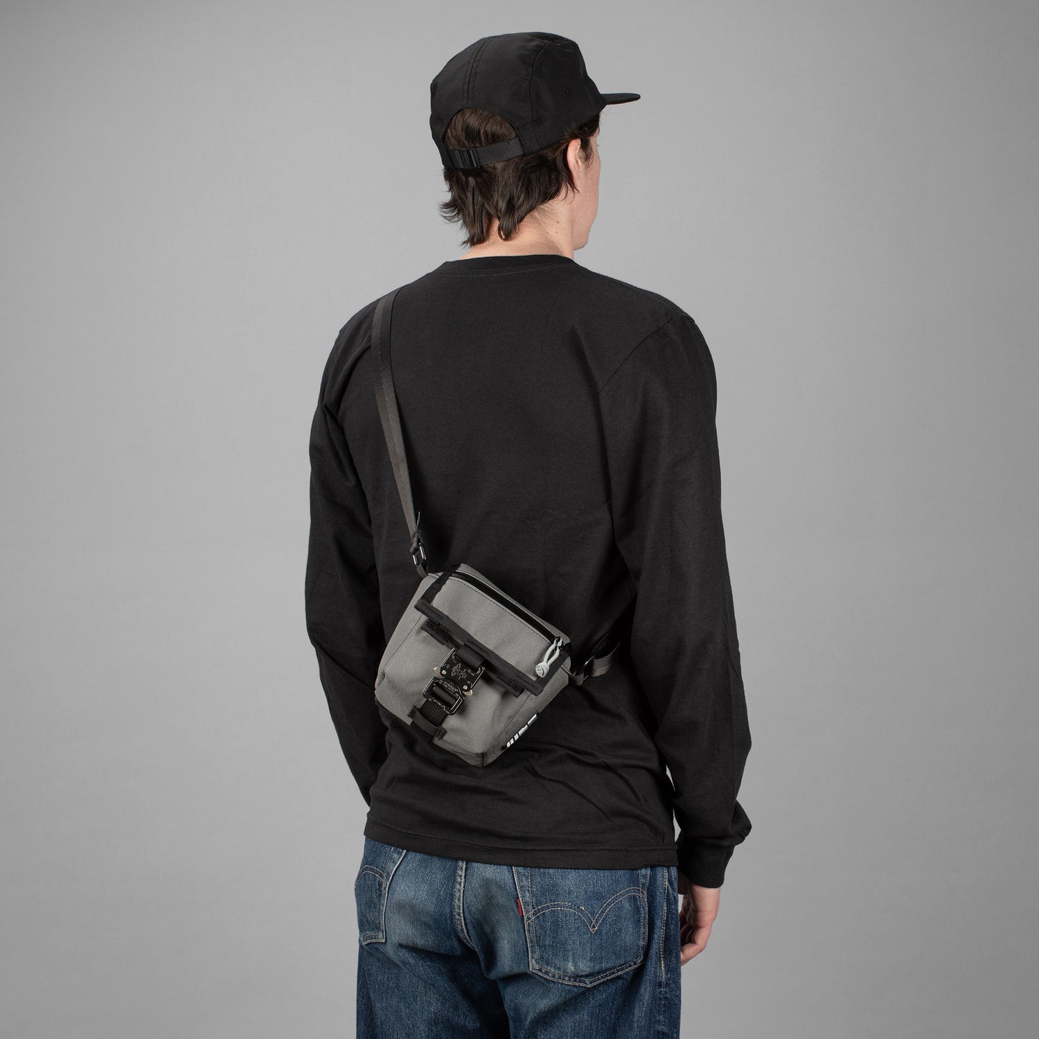 Gray Cordura - handmade camera cross body - mirrorless camera - street photography - Cobra buckle - XPAC - made in USA