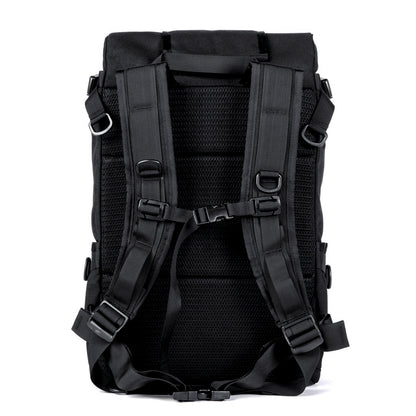  - Detail View - Handmade Backpack - Commuter Cycling Bag - XPAC - Waterproof Roll-Top - Laptop Sleeve - Made in USA
