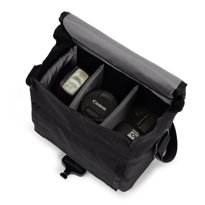 Black Cordura handmade camera bag - weatherproof - adjustable velcro dividers - mirrorless camera - DSLR lens - travel camera padded bag - XPAC - made in USA