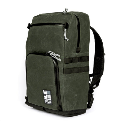 Waxed Canvas - Travel camera backpack - YKK waterproof zippers - professional photographer bag - adjustable dividers - SLR padded - laptop sleeve - XPAC - made in USA