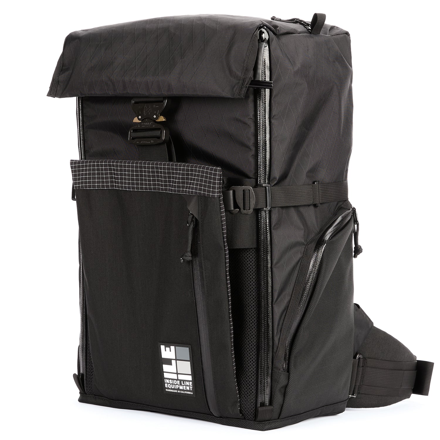 Travel Pack: Blackout Patchwork - 40L BLACKOUT Handmade Backpack - Water Resistant - X-Pac Sailcloth - Made in USA