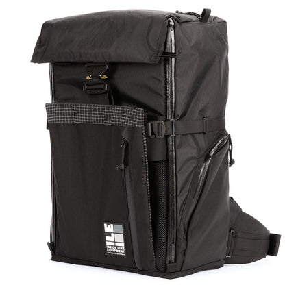 Travel Pack: Blackout Patchwork - 40L BLACKOUT Handmade Backpack - Water Resistant - X-Pac Sailcloth - Made in USA