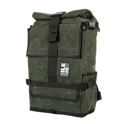  - Detail View - Handmade Backpack - Commuter Cycling Bag - XPAC - Waterproof Roll-Top - Laptop Sleeve - Made in USA