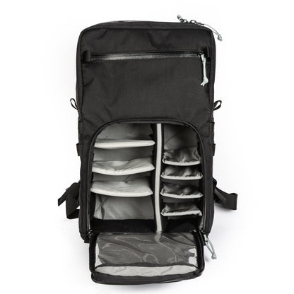 DETAIL - Black Cordura - handmade camera backpack - YKK waterproof zippers - professional photographer bag - SLR adjustable dividers - XPAC - made in USA
